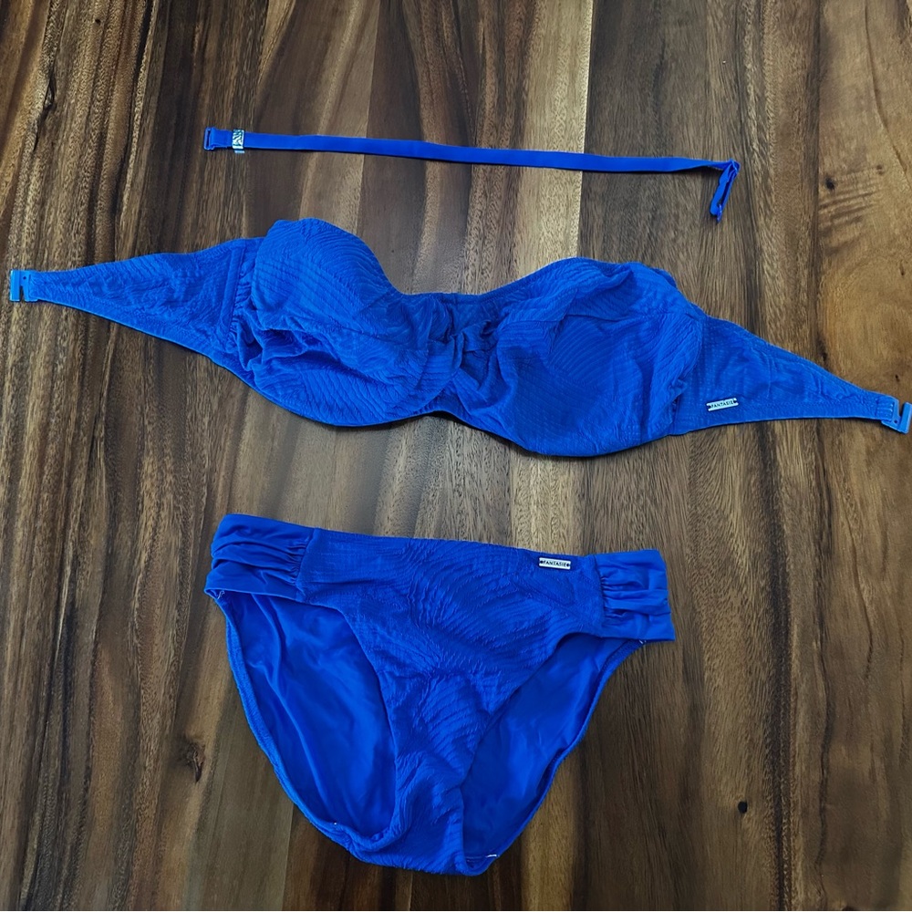 Set of 3 in Fantasie Royal Blue. Underwire Tankini, Strapless Top, & Bottom - Picture 12 of 15